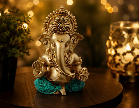 Shree Ganesha™ Divine Blessings Idol – Premium Gold Finish (Pack of 2)