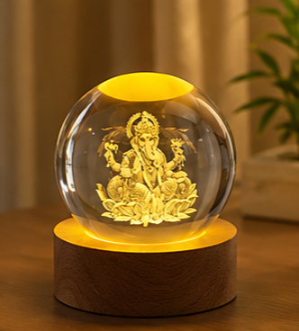 DivineGlow™ 3D Ganesha Crystal Lamp