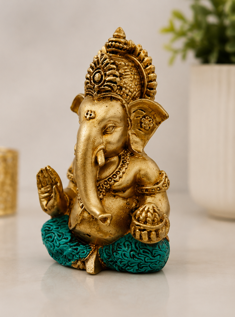 Shree Ganesha™ Divine Blessings Idol – Premium Gold Finish (Pack of 2)