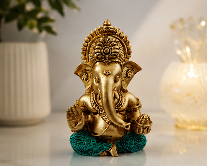 Shree Ganesha™ Divine Blessings Idol – Premium Gold Finish (Pack of 2)