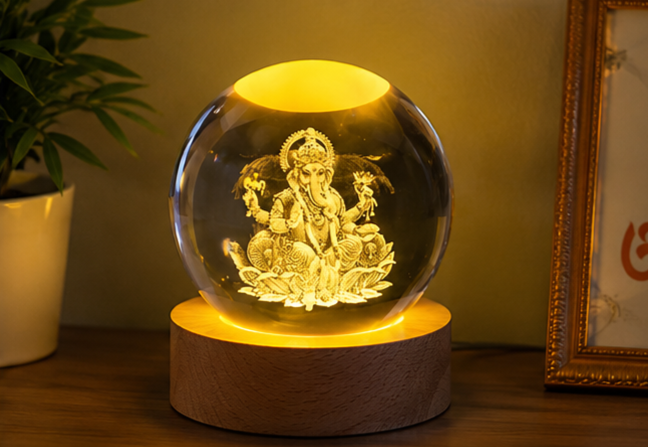 DivineGlow™ 3D Ganesha Crystal Lamp