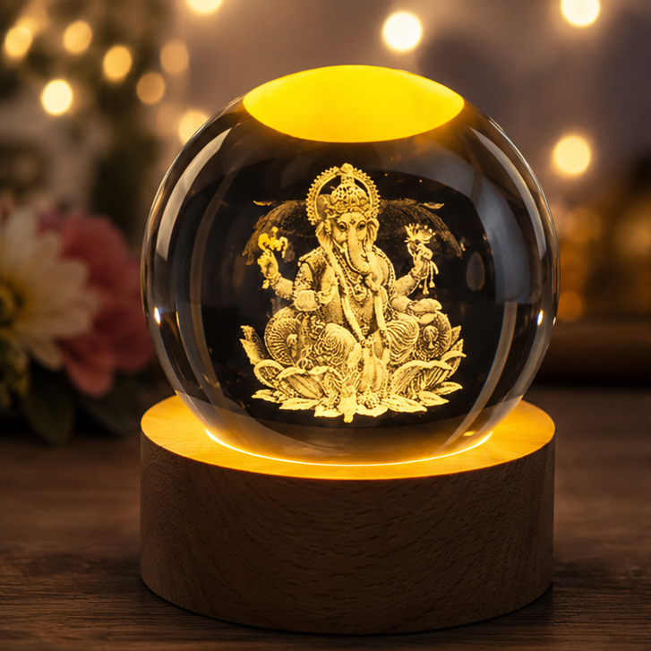 DivineGlow™ 3D Ganesha Crystal Lamp