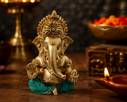 Shree Ganesha™ Divine Blessings Idol – Premium Gold Finish (Pack of 2)