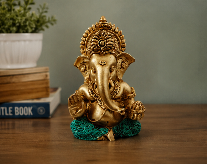 Shree Ganesha™ Divine Blessings Idol – Premium Gold Finish (Pack of 2)