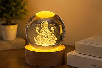 DivineGlow™ 3D Ganesha Crystal Lamp