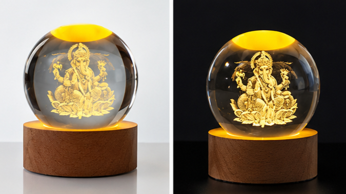 DivineGlow™ 3D Ganesha Crystal Lamp
